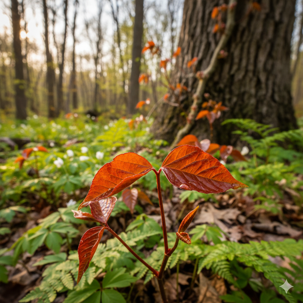 image of poison ivy during spring time